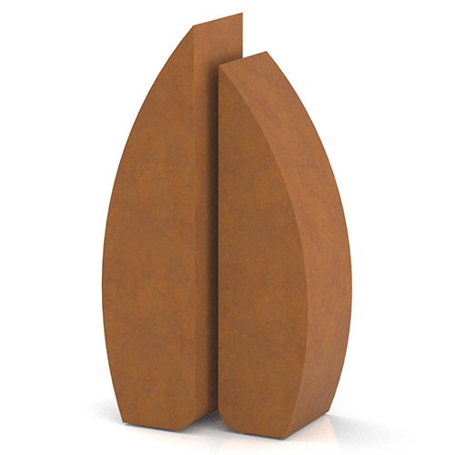 Corten steel urns for ashes