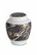 Mini cremation urn for ashes of porcelain 'Classica' | Black marble motif with gold-colored edges
