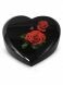 Heart urn for ashes with red roses