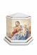 Porcelain cremation urn for ashes 'Esagono' | Our Lady with Child - gold-colored edges