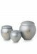 Light grey pet urn with gold coloured paws