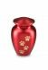 pet urn for ashes matte red with gold-colored paw prints in various sizes