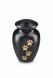 pet urn for ashes matte black with gold-colored paw prints in various sizes