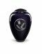 Glass cremation urn with thistle dark blue - symbol of strength and protection