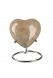 Small heart ashes urn 'Elegance' with beige nature stone look (stand included)