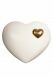 Heart cremation urn for ashes made of limewood - white with gold-colored heart