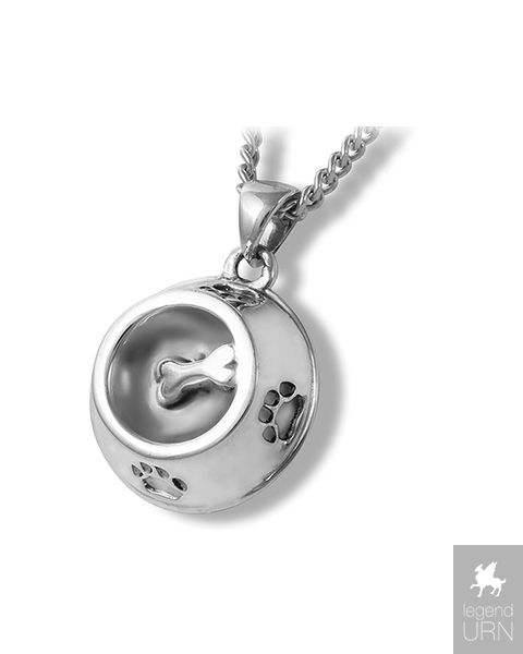 Dog Ashes Pendant Dog food bow and bone with Pawprint