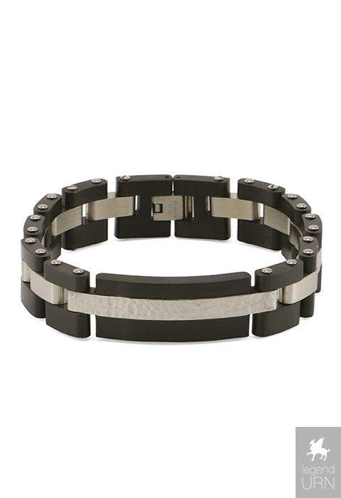 Black Stainless steel Cremation Ashes Bracelet for Men