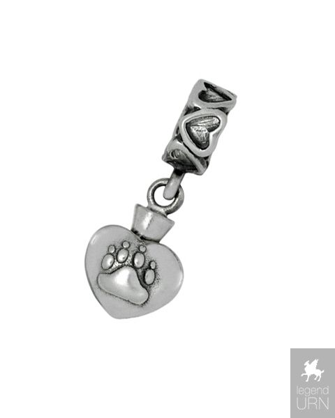 Silver Ashes Charm Dog pawprint for Pandora bracelets