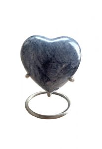 Small heart ashes urn 'Elegance' with purple nature stone look (stand included)