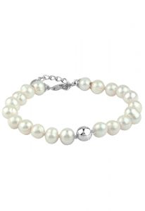 Freshwater pearl bracelet with silver ash element