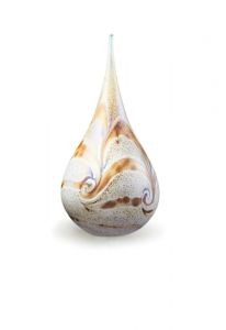 Teardrop crystal glass keepsake ashes urn 'Elan' ivory white