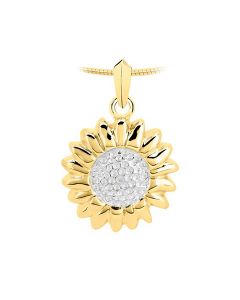 Ash jewel pendant 14 krt. yellow golden four-leaf clover (zirconia stones)