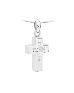 Ash pendant 925 silver 'Cross' (zirconia stones)