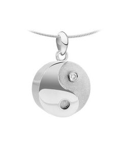 Ash pendant 925 silver 'Yin Yang' (zirconia stones)