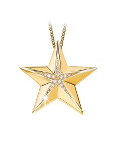 Ash jewel pendant Golden Star with briljants 0.13 crt