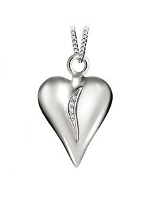 Ash jewel pendant Whitegold heart with brilliant stone 0.04 crt