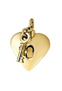 Ash jewel pendant Golden Heart with key and lock