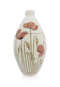 Hand painted urn Poppies