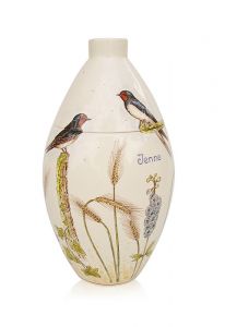 Hand painted urn Swallow