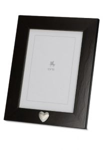 Dark brown photo frame urn with small silver heart for cremation ashes