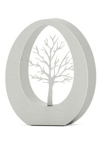 Stainless steel funeral urn 'Oval tree'