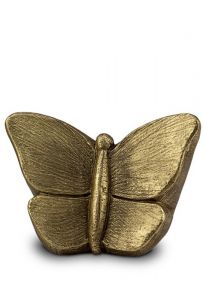 Small ceramic art urn for ashes Butterfly | gold colour