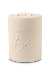 Candle holder keepsake urn for ashes 'Rondo' beige