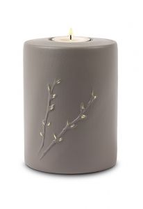 Candle holder keepsake urn for ashes 'Rondo' grey