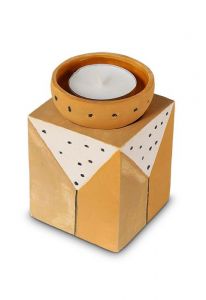 Candle holder keepsake urn for ashes | mostard brown