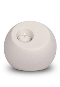Mini porcelain urn 'Lumos' with candle holder matte white