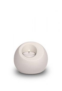 Mini porcelain urn 'Lumos' with candle holder matte white