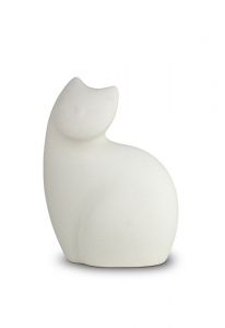 White cat cremation ashes urn