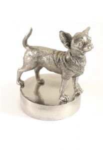 Chihuahua urn silver tin