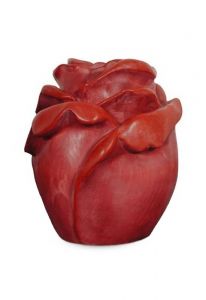 Rose cremation urn for ashes made of wood red