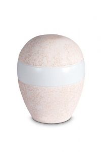 Keepsake urn of porcelain 'Planet' - Coral pink relief