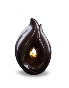 Candle holder urn Flame of Memory - chocolate brown with mother-of-pearl accent