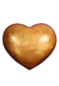 Heart cremation urn for ashes made of wood - Gold leaf