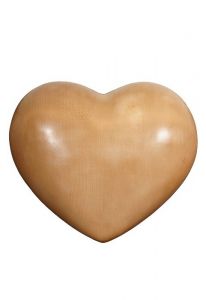 Heart cremation urn for ashes made of wood - light stained