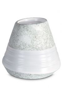 Porcelain urn for ashes 'Maya' | Marine water relief - green