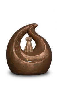 Dog urn teardrop with dog and candle holder