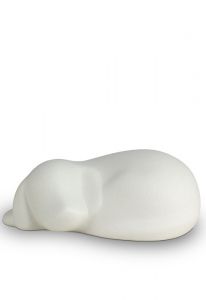 Pet cremation ashes urn 'Lying dog' white