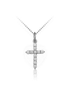 Silver memorial pendant 'Cross' with zirconia