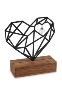 Memorial sculpture with ash compartment and glass ash pendant ‘Forever in my heart’