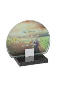 Memorial stone with glass plate for photo / picture