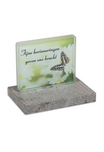 Memorial stone with glass plate for photo / picture