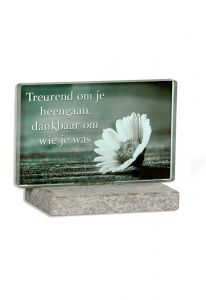 Memorial stone with glass plate for photo / picture