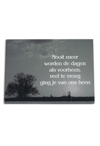 Memorial stone with laser print