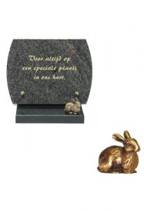 Memorial stone with bronze rabbit