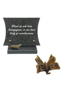 Memorial stone with bronze butterfly